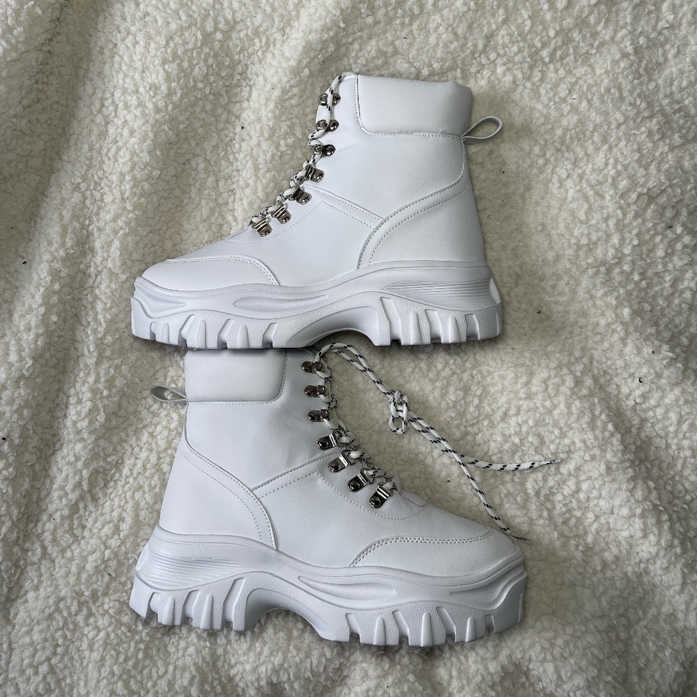 White Combat Boots